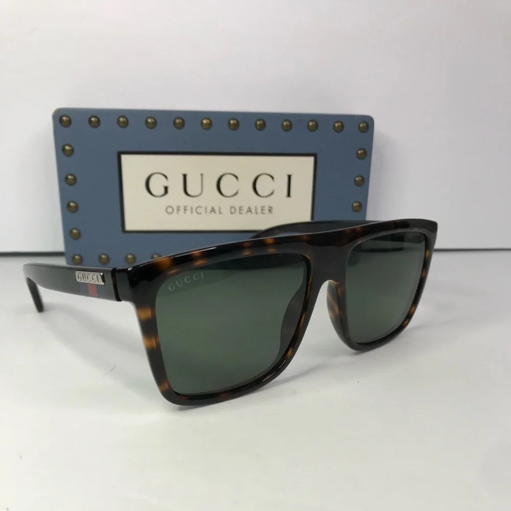 💯 - New Authentic GUCCI GG0748S 003 Tortoise Green Sunglasses